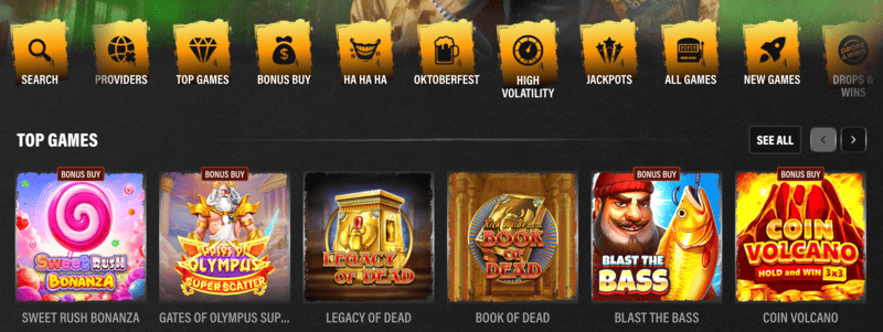 Spilkategorier hos Jokery Casino